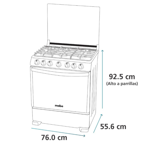 Cocina de Piso a Gas 76 cm Grafito Mabe - EM7610SG0