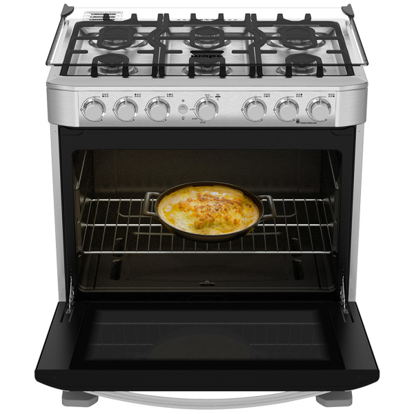 Cocina de piso de 76 cm a gas inox mabe - EM7620FX0