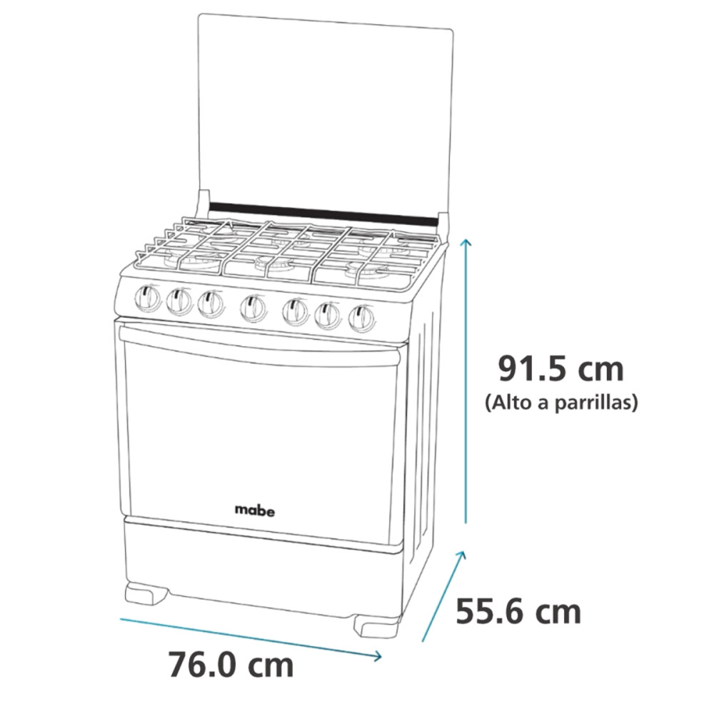 Cocina de piso de 76 cm a gas inox mabe - EM7620FX0 Cocina de piso de 76 cm a gas inox mabe - EM7620FX0