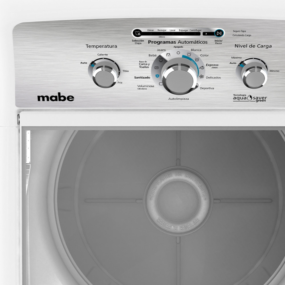 Lavadora automática de 19 kg con agitador blanca mabe - LMA79113VBAB0