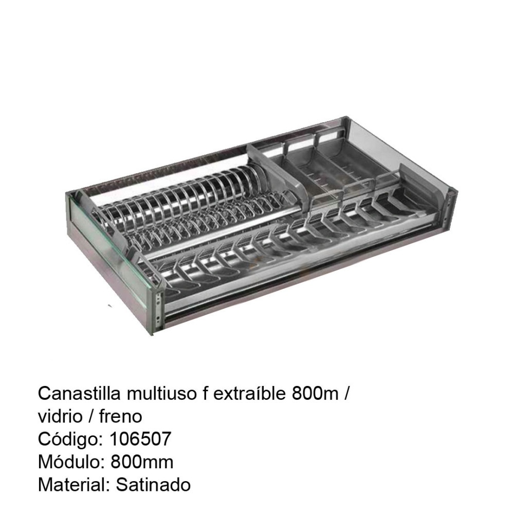 CANASTILLA MULTIUSO F EXTRAIBLE 800MM / VIDRIO / FRENO
