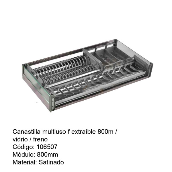 CANASTILLA B/ LAVAPLATOS 900MM / FRENO / CROMADA