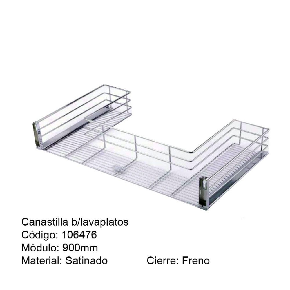 CANASTILLA B/ LAVAPLATOS 900MM / FRENO / CROMADA