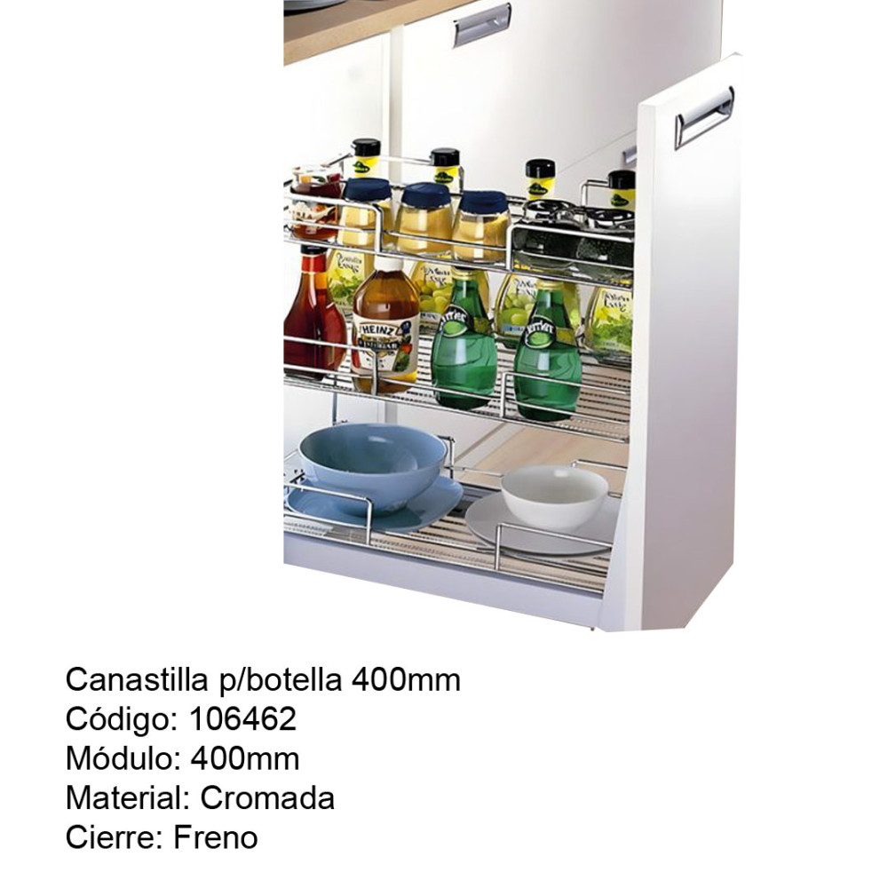 CANASTILLA P/BOTELLA TOH400 R/FRENO M400 CROMADA 46*36*54