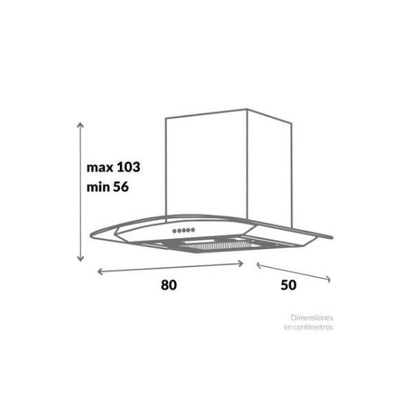 CAMPANA 80CM ISLA VIDRIO/CUR