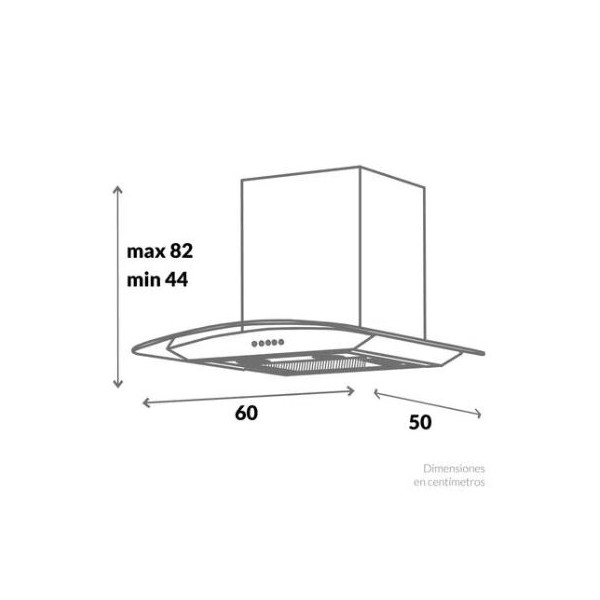 CAMPANA 60 CM PENIN VIDRIO/CURV